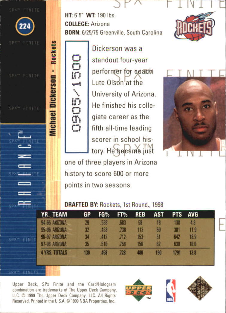 1998-99 SPx Finite Radiance #224 Michael Dickerson