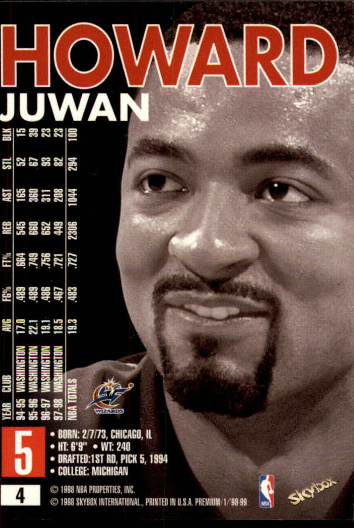 1998-99 SkyBox Premium #4 Juwan Howard back image
