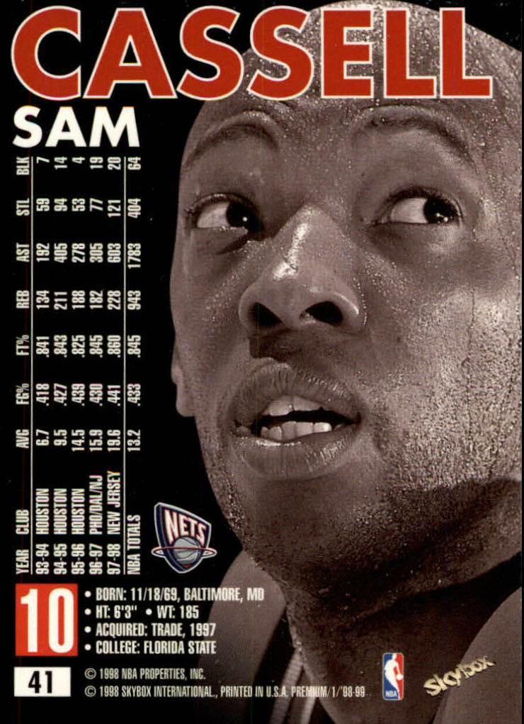 1998-99 SkyBox Premium #41 Sam Cassell back image