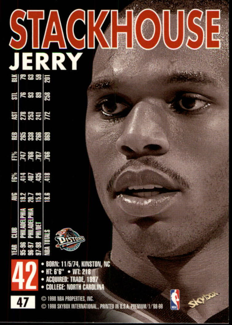 1998-99 SkyBox Premium #47 Jerry Stackhouse back image