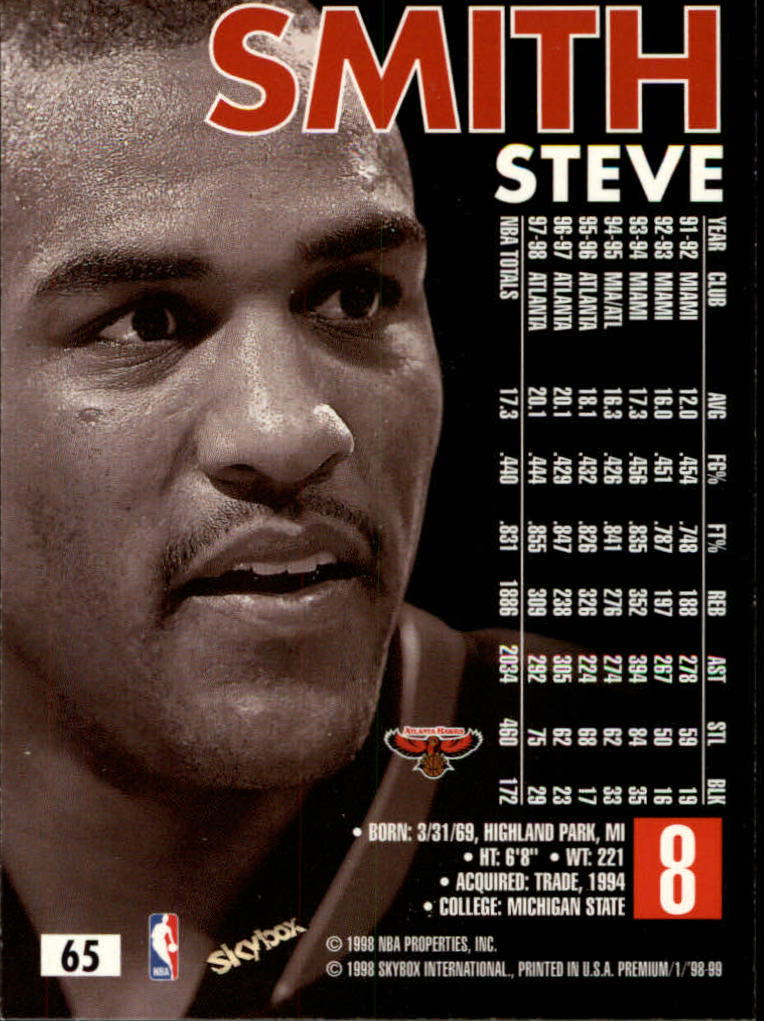 1998-99 SkyBox Premium #65 Steve Smith back image