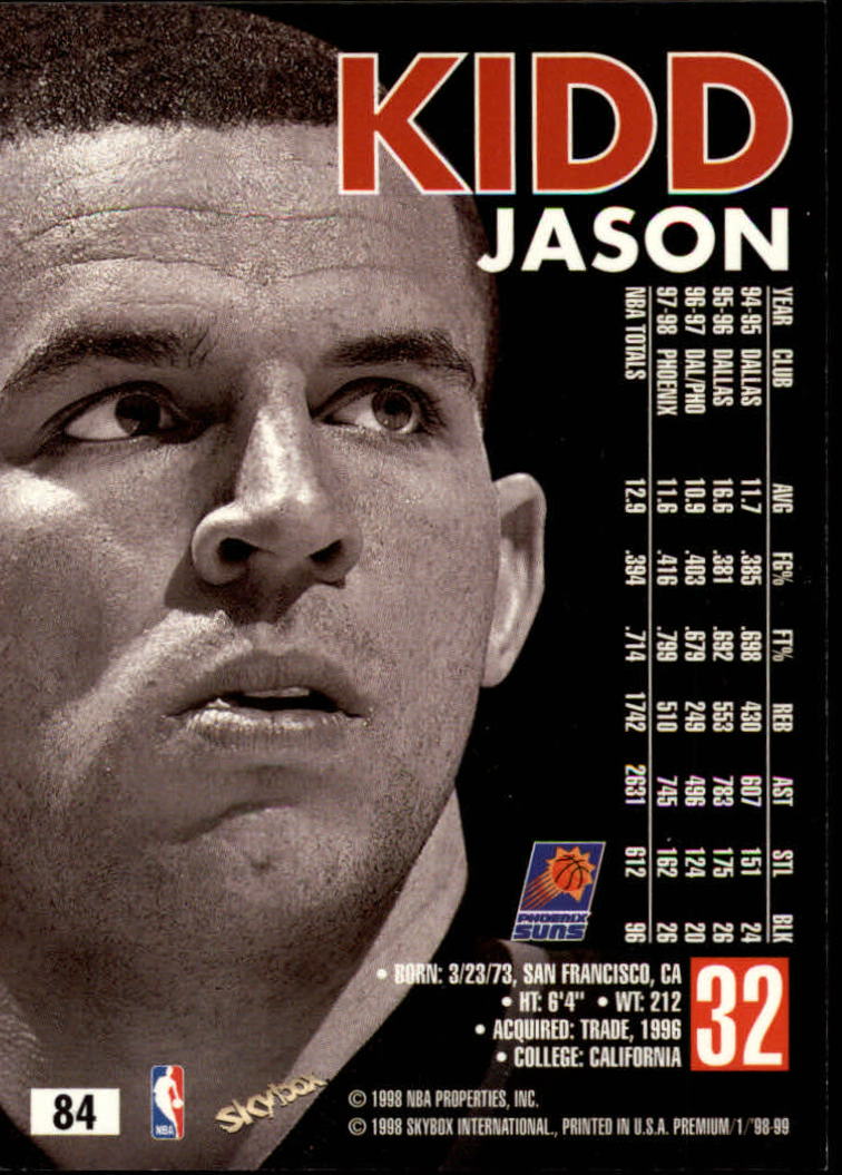 1998-99 SkyBox Premium #84 Jason Kidd back image