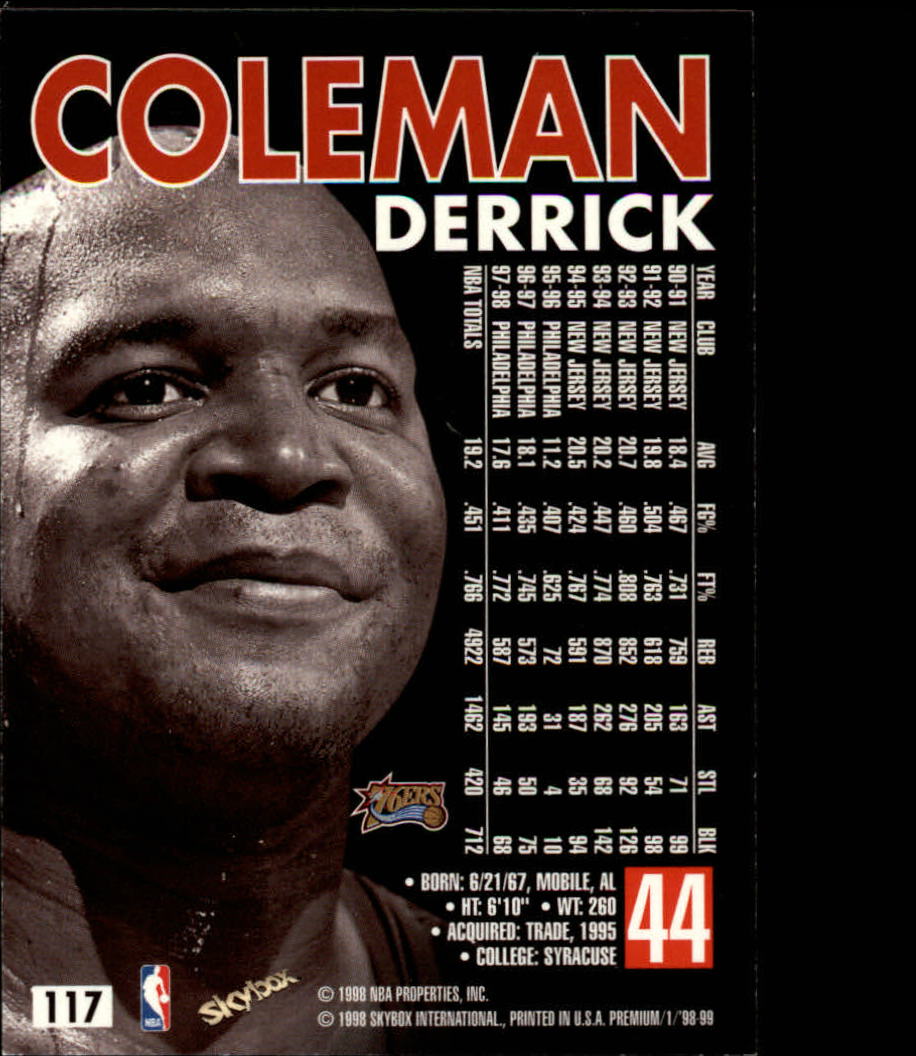 1998-99 SkyBox Premium #117 Derrick Coleman back image