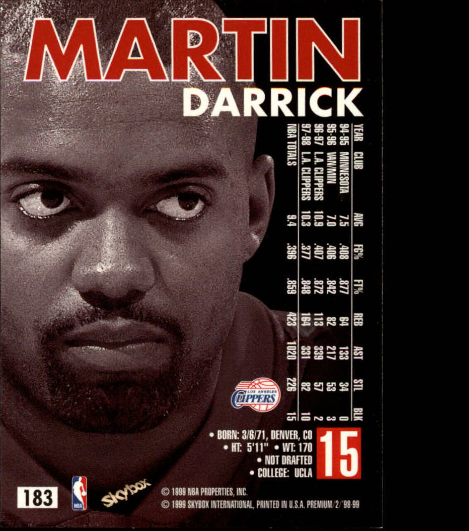 1998-99 SkyBox Premium #183 Darrick Martin back image
