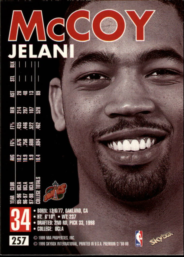 1998-99 SkyBox Premium #257 Jelani McCoy RC back image