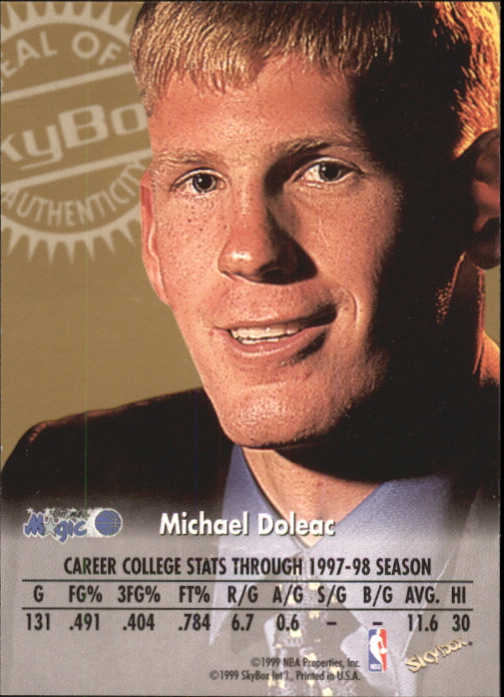 1998-99 SkyBox Premium Autographics #35 Michael Doleac back image