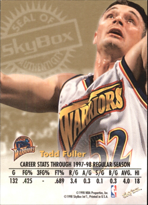 1998-99 SkyBox Premium Autographics #43 Todd Fuller back image