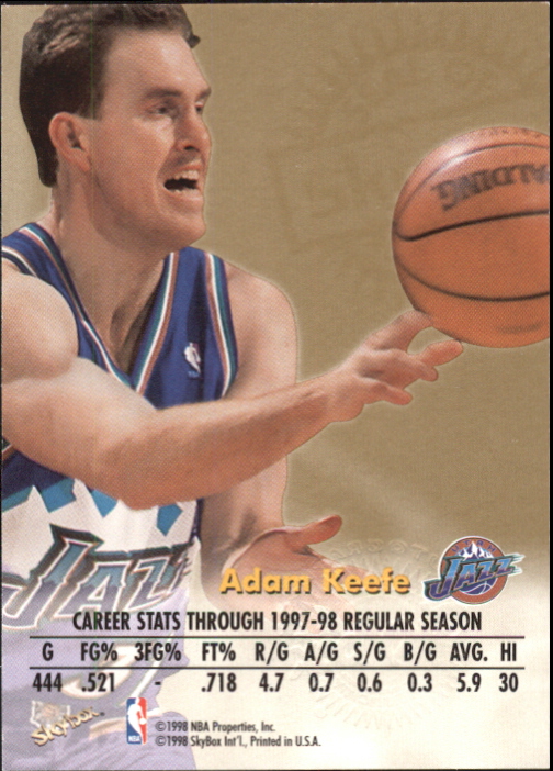 1998-99 SkyBox Premium Autographics #67 Adam Keefe back image