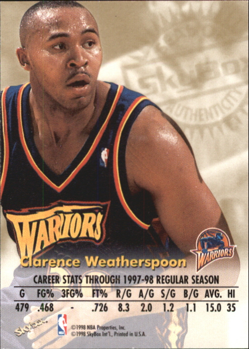 1998-99 SkyBox Premium Autographics #131 Clarence Weatherspoon back image