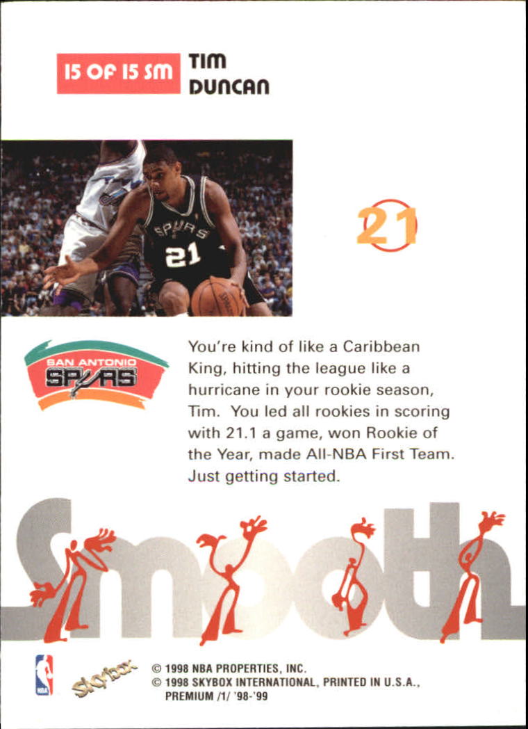 1998-99 SkyBox Premium Smooth #15 Tim Duncan back image