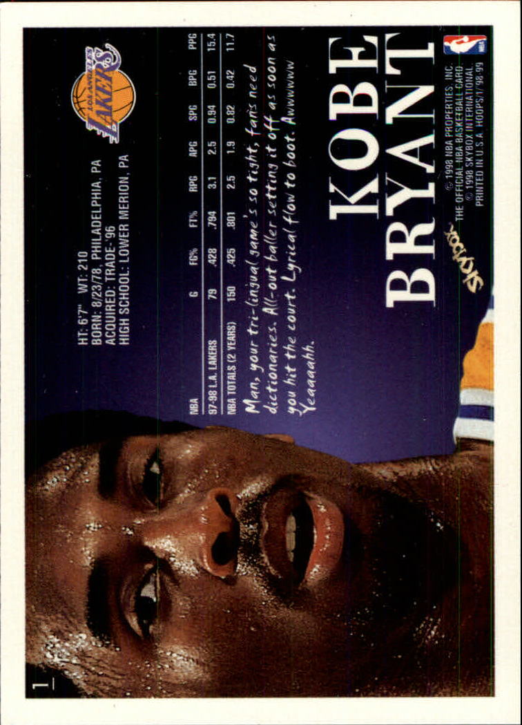 1998-99 Hoops #1 Kobe Bryant back image