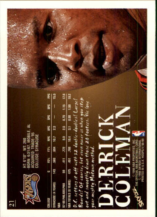 1998-99 Hoops #21 Derrick Coleman back image