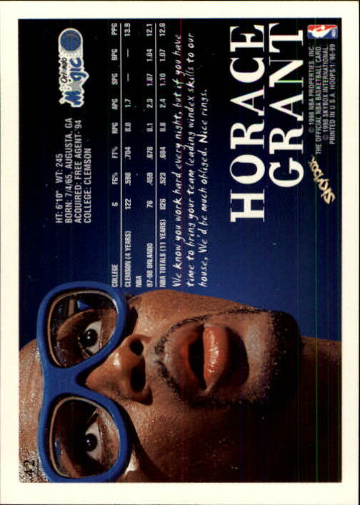 1998-99 Hoops #42 Horace Grant back image
