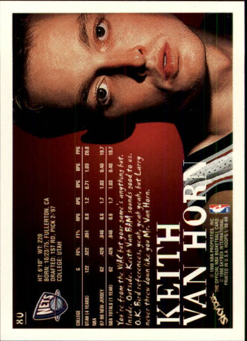 1998-99 Hoops #80 Keith Van Horn back image
