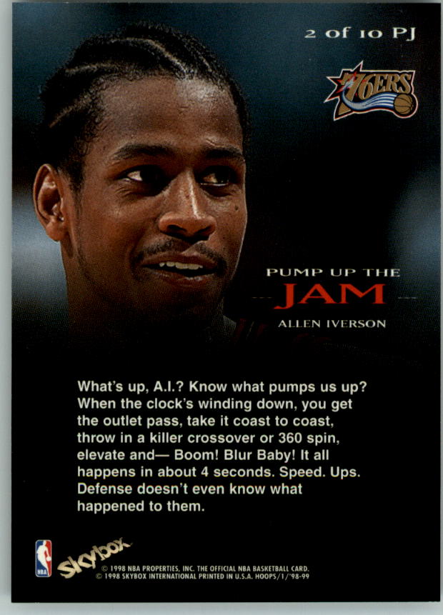 1998-99 Hoops Pump Up The Jam #2 Allen Iverson back image