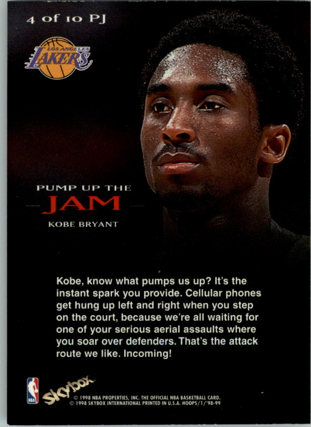 1998-99 Hoops Pump Up The Jam #4 Kobe Bryant back image