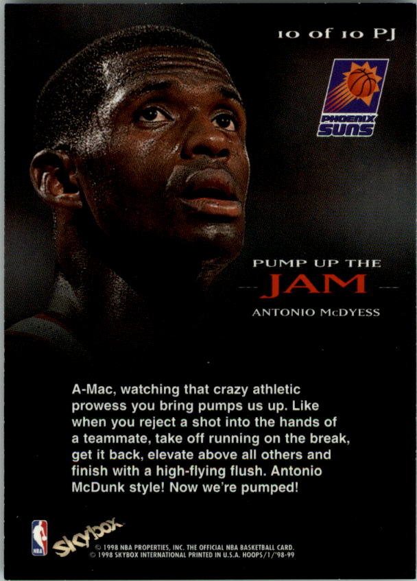 1998-99 Hoops Pump Up The Jam #10 Antonio McDyess back image