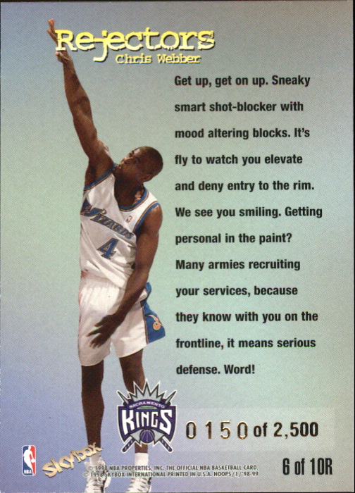 1998-99 Hoops Rejectors #6 Chris Webber back image