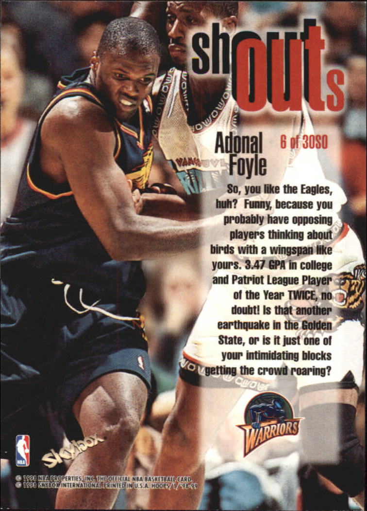 1998-99 Hoops Shout Outs #6 Adonal Foyle back image