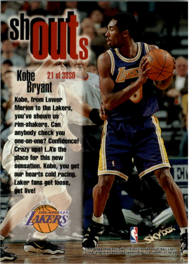 1998-99 Hoops Shout Outs #21 Kobe Bryant back image