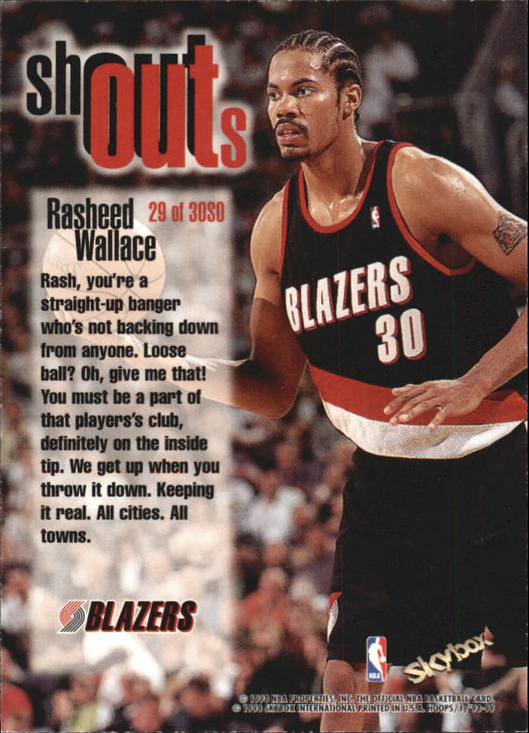 1998-99 Hoops Shout Outs #29 Rasheed Wallace back image