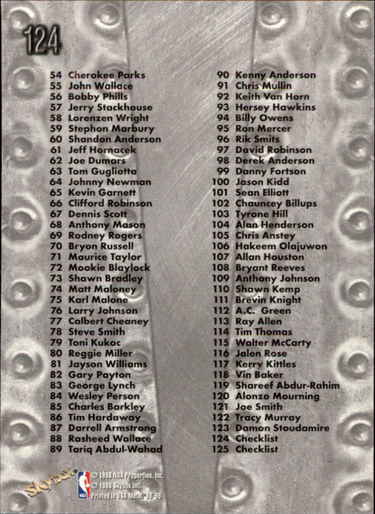 A9151- 1998-99 Metal Universe BK #s 1-125 +Inserts -You Pick- 15+ FREE US SHIP - Picture 172 of 174
