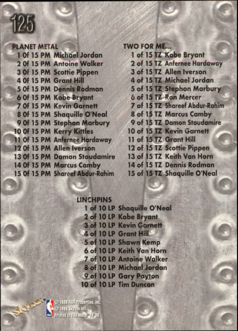 A9151- 1998-99 Metal Universe BK #s 1-125 +Inserts -You Pick- 15+ FREE US SHIP - Picture 174 of 174