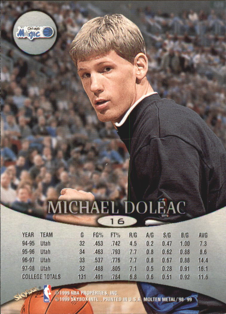 1998-99 SkyBox Molten Metal #16 Michael Doleac RC back image