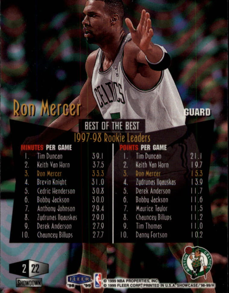 1998-99 Flair Showcase Row 2 #22 Ron Mercer back image