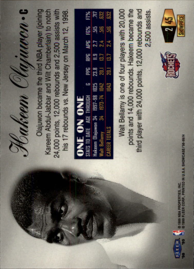 1998-99 Flair Showcase Row 2 #45 Hakeem Olajuwon back image