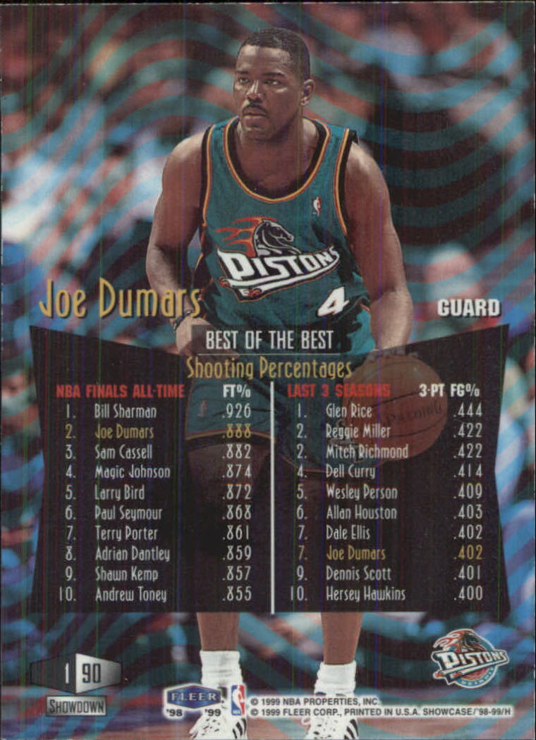 1998-99 Flair Showcase Row 1 #90 Joe Dumars back image