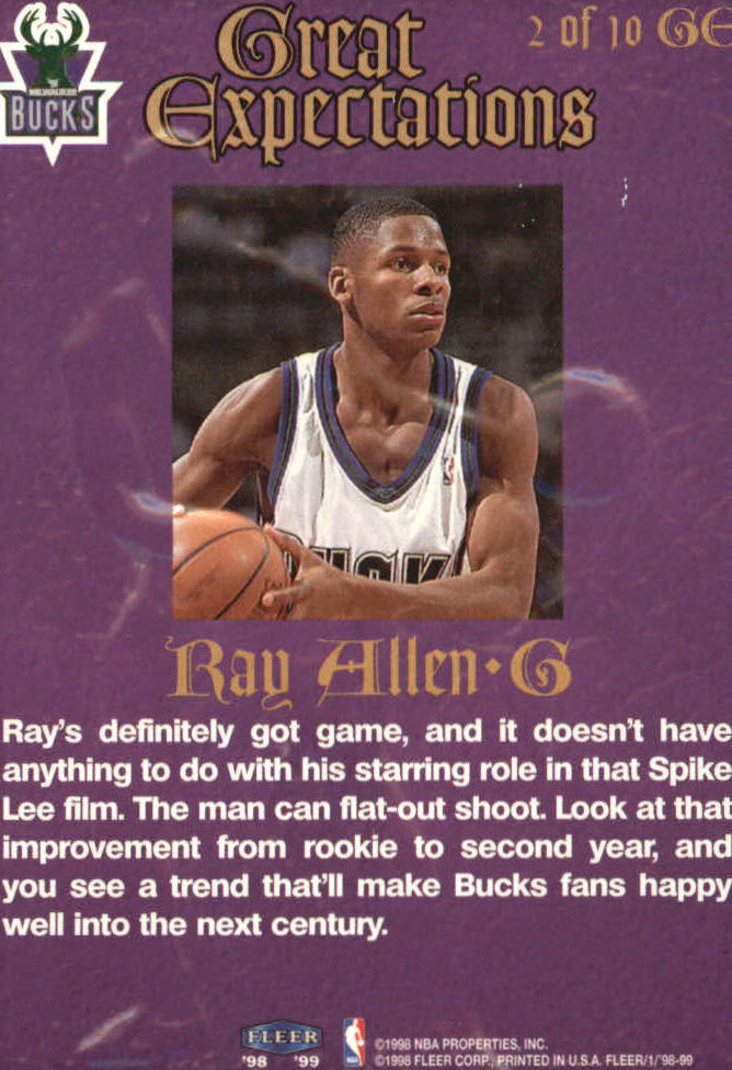 1998-99 Fleer Great Expectations #2 Ray Allen back image