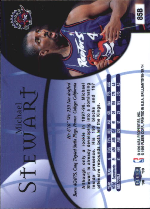 1998-99 Fleer Brilliants Blue #85 Michael Stewart back image