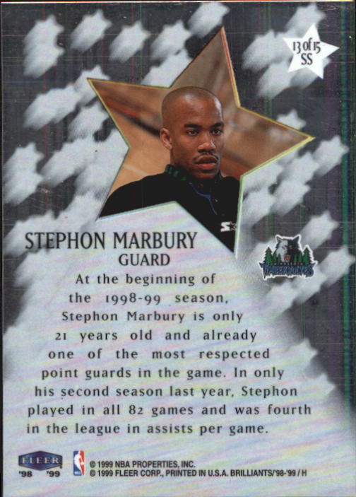 1998-99 Fleer Brilliants Shining Stars #13 Stephon Marbury back image