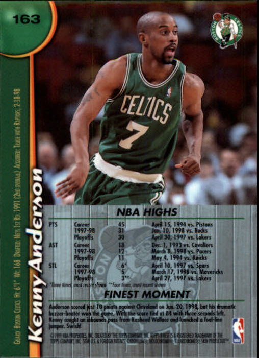 1998-99 Finest #163 Kenny Anderson back image