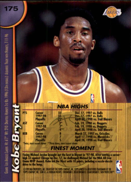 1998-99 Finest #175 Kobe Bryant back image
