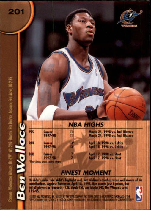 1998-99 Finest #201 Ben Wallace back image