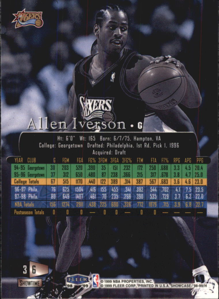 1998-99 Flair Showcase Row 3 #6 Allen Iverson back image