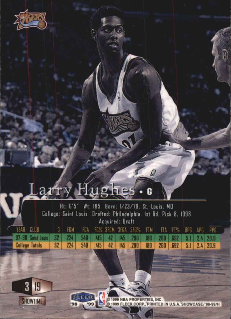 1998-99 Flair Showcase Row 3 #19 Larry Hughes RC back image