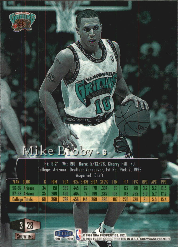 1998-99 Flair Showcase Row 3 #28 Mike Bibby RC back image