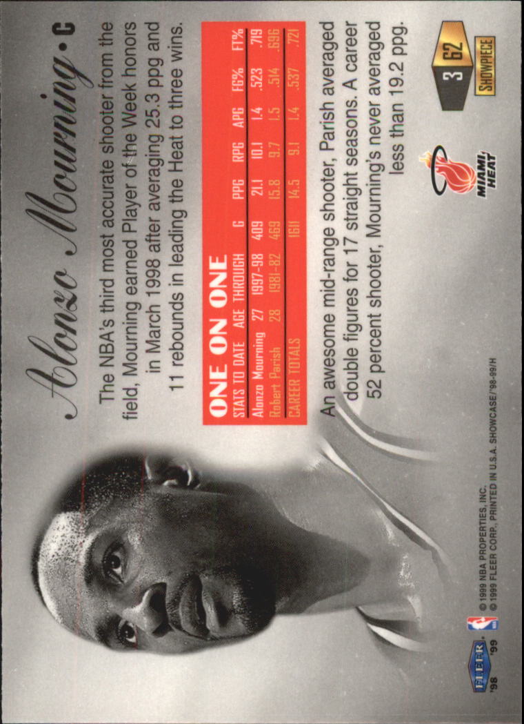 1998-99 Flair Showcase Row 3 #62 Alonzo Mourning