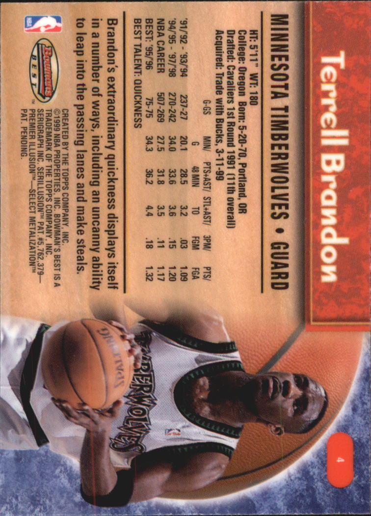1998-99 Bowman's Best #4 Terrell Brandon back image
