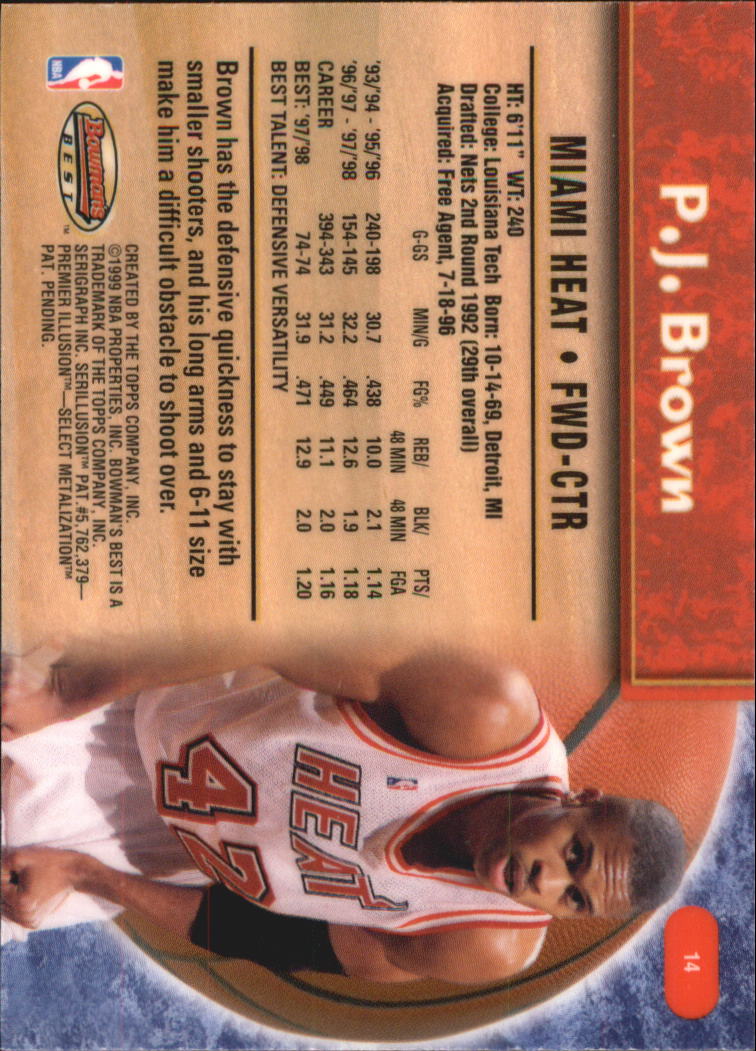 1998-99 Bowman's Best #14 P.J. Brown back image