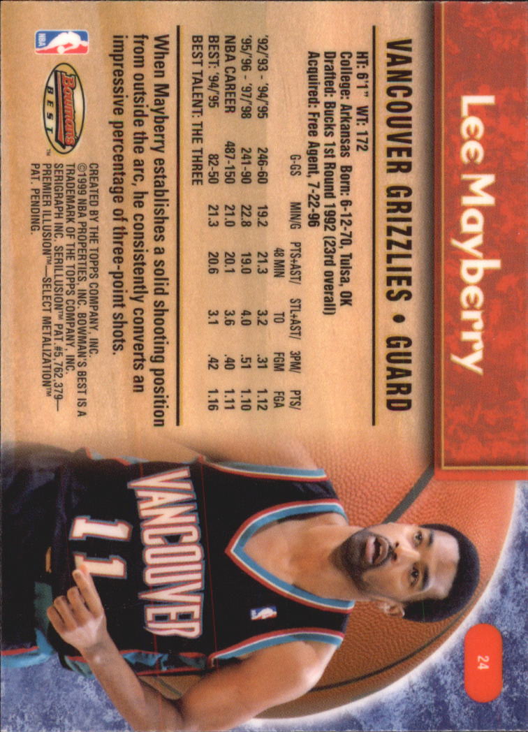 1998-99 Bowman's Best #24 Lee Mayberry back image
