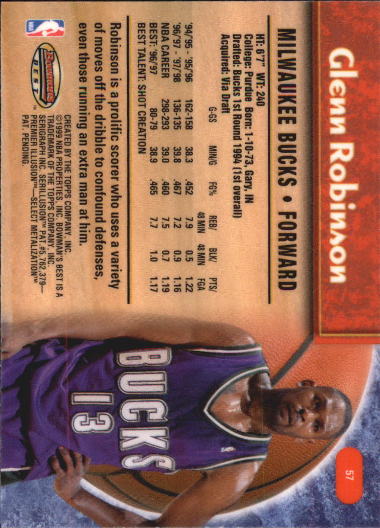 1998-99 Bowman's Best #57 Glenn Robinson back image