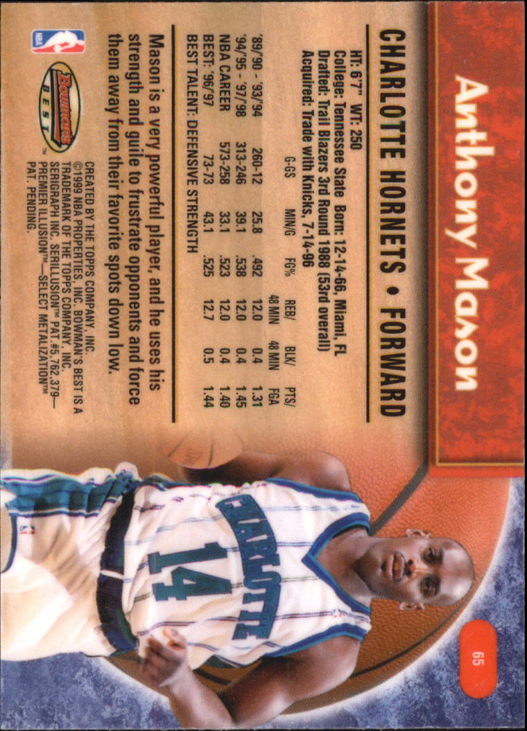 1998-99 Bowman's Best #65 Anthony Mason back image