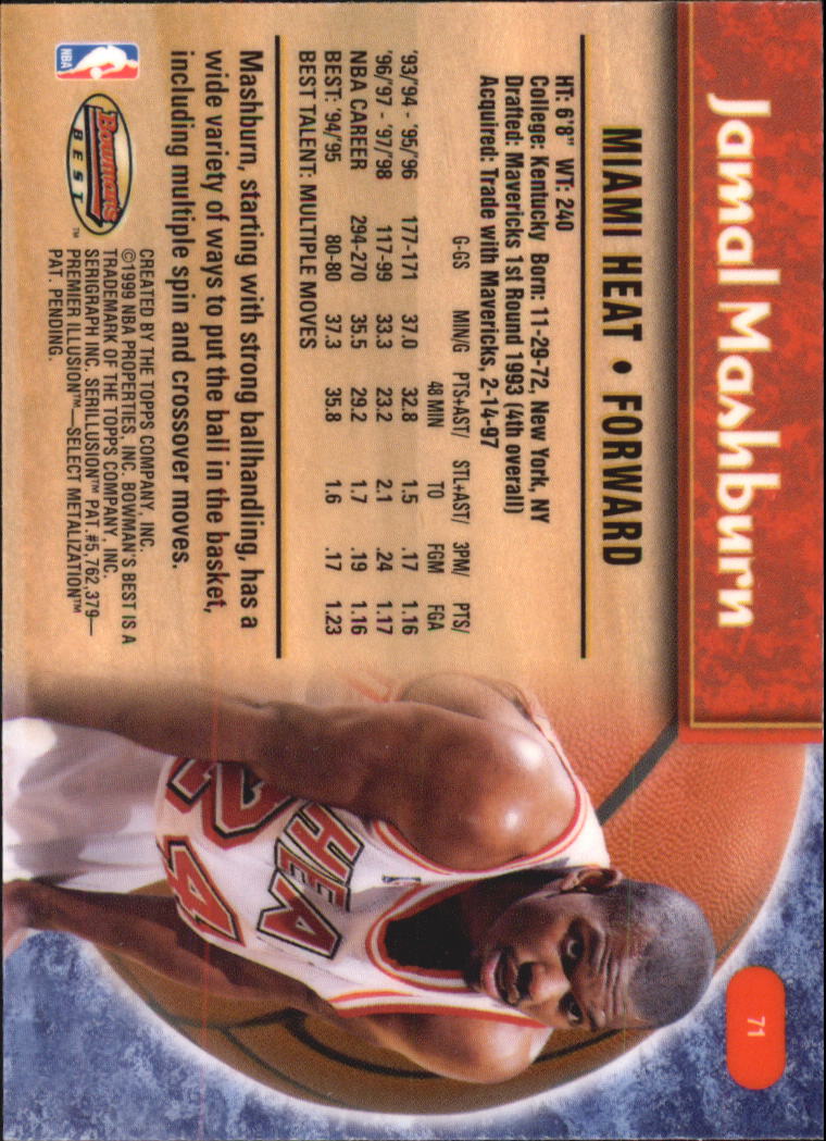 1998-99 Bowman's Best #71 Jamal Mashburn back image