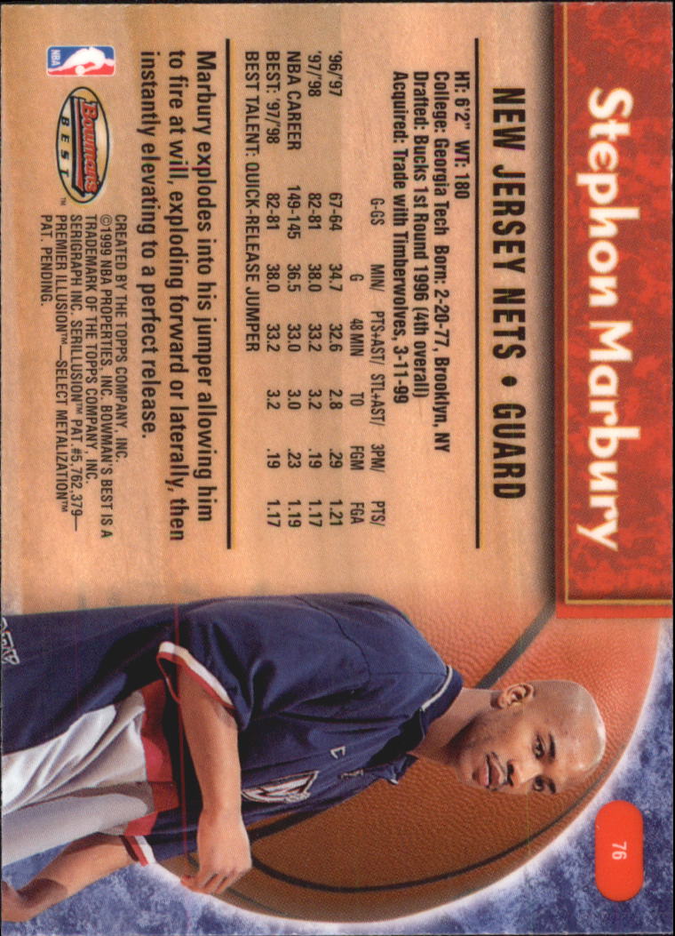 1998-99 Bowman's Best #76 Stephon Marbury back image