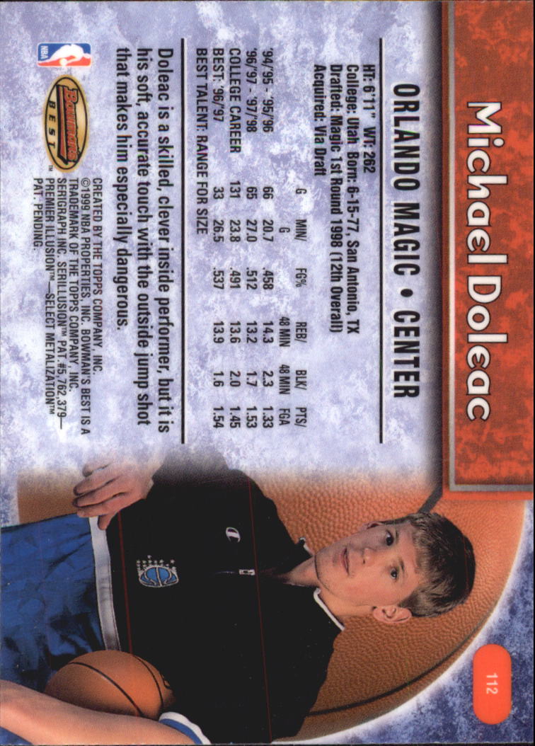 1998-99 Bowman's Best #112 Michael Doleac RC back image