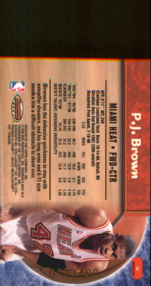 1998-99 Bowman's Best Refractors #14 P.J. Brown back image
